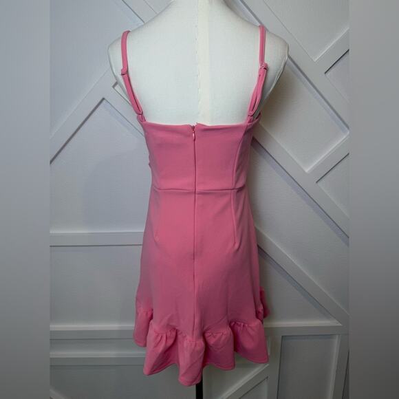 NWOT Lulus Pink Impeccable Essence Pink Surplice Tiered Mini Dress Size Small - Picture 8 of 14